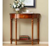 Table console demi-lune - Table d'entrée du milieu du siècle en bois massif, petite table d'appoint avec tiroir de rangement pour couloir ou porche