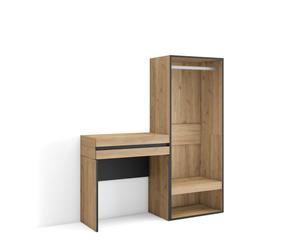 Table Console d'Entrée, 130x35x145 cm, Avec tiroir, Vestiaire ouvert, Chêne, RF3447