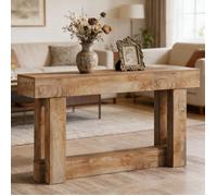 Table console d'entrée 160x30cm, style vintage, base en U, étagère inférieure, bois E1, robuste, stable, polyvalente pour salon