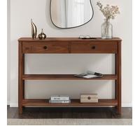 IDIMEX Table Console d'entrée APOANA L 110 cm en Bois Massif Coloris châtaignier avec 2 tiroirs et 2 tablettes, Design Naturel, Table pour Salon