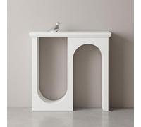 Table Console d'Entrée Arc Lisse Meuble Etroit Petit Espace Support Fin | Couloir Hall Bout de Canapé Design Minimaliste Rangement Décoration Salon Blanc