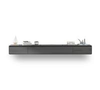Table console d'entrée avec base en métal, étagère fine à placer derrière le canapé, meuble TV mural gris élégant avec tiroirs et étagères, console multimédia de 140 cm pour salon et chambre