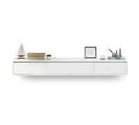 Table console d'entrée avec base en métal, étagère fine à placer derrière le canapé, meuble TV mural moderne de 200 cm avec tiroirs et étagères, meuble de rangement blanc pour salon et chamb