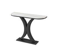 Table console d'entrée avec piètement en métal, étagère fine à placer derrière le canapé, table console rectangulaire avec plateau en marbre et piètement en métal pour salon et entrée, desig