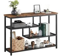 Table console d'entrée,Console Meuble Entrée avec Miroir,Style rétro,100 x75x30cm,2 Etagères Ouvertes,Pour Couloir, Salon,Noir