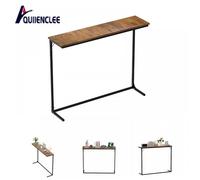 Table console d'entrée, QUIIENCLEE, table d'appoint carrée de salon au design moderne, table étroite, finition bois brûlé