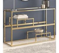 Table console doré acier inoxydable et verre trempé Doré G