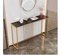Table Console, Effet Marbre - 120x30x79cm - Console Meuble Entrée Cadre en Métal Doré pour Salon, Couloir