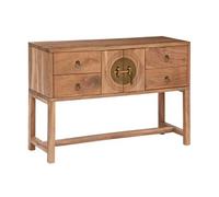 Table console en bois d'acacia coloris naturel avec 2 portes et 4 tiroirs - longueur 112 x Profondeur 40 x Hauteur 79 cm --