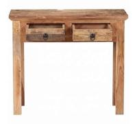 Table console en bois d'acacia et recyclé 90,5 x 30 x 75 cm | 2 tiroirs, bois massif acacia, pin, teck, chêne, mangue, entrée, couloir, salon