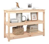 Table console en bois de pin - vidaXL - 110x40x74 cm - Bois massif de pin - Brun - 3 étagères ouvertes