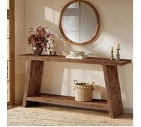 Table Console en Bois,Little Tree,160×29.5×80 cm,Table d'Entrée à Deux Niveaux Pour Entrée,Salon,Couleur,Marron Rustique