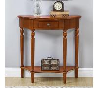 Table Console en Bois Massif avec tiroir, Table d'entrée Victorienne en Demi-Lune, Buffet de canapé en Demi-Cercle pour Hall de Salon, Finition Noyer