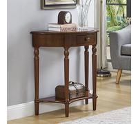 Table Console en Bois Massif avec tiroir, Table d'entrée Victorienne en Demi-Lune, Buffet de canapé en Demi-Cercle pour Hall de Salon, Finition Noyer