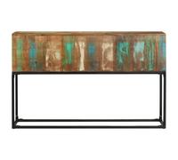 Table console en bois massif recyclé 120 x 30 x 75 cm industriel | Fabriqué à la main, pieds en fer avec revêtement en poudre, bois de teck, mangue, pin et hêtre, livraison aléatoire, tons