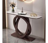 Table Console en Pierre Frittée Base Métal Double Anneau pour Entrée Salon | Design Italien Minimaliste Étroite pour Salon Couloir Foyer Maison(Copper 1,80cm/31.5in)