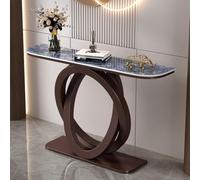 Table Console en Pierre Frittée Base Métal Double Anneau pour Entrée Salon | Design Italien Minimaliste Étroite pour Salon Couloir Foyer Maison(Copper 3,150cm/59.1in)
