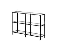 VEVOR Table Console en Verre 3 Niveaux, Table d'Appoint Rectangulaire Moderne, Bout de Canapé avec Plateau en Verre Trempé, Pieds en Fer et Dispositif Anti-basculement, Entrée Salon Couloir, Noir