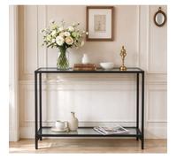 Table Console en Verre - HOOBRO - 100 cm Table d'Entrée - Noir - Rectangulaire - Design Contemporain