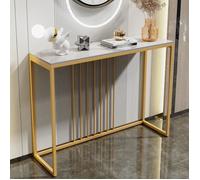 Table Console Entree en Marbre Blanche Cadre en Fer pour Salon, Entrée, Couloir