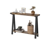 Table Console étroite 2 niveaux en bois MDF et métal 120x30.5x23cm Marron