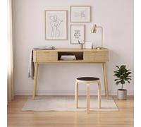 Table console étroite aspect chêne 120 x 35 x 77,6 cm Table de couloir 2 | 35 cm de profondeur, avec deux tiroirs avec butée coulissante et compartiment ouvert pour les objets qui doivent rester à