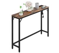 Table Console Étroite avec Prise & Port USB - 100 x 23 x 80 cm - Table d'Appoint - Vintage Marron & Noir - Idéal pour Couloir, Foyer, Salon