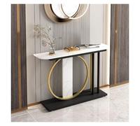 Table Console Étroite Moderne avec Plateau en Marbre Et Pieds Métal, Foyer D'entrée Peu Encombrant for Couloir, Salon, Petits Espaces(Gold,140cm)