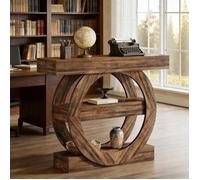 Table Console étroite pour canapé - 105x30x80cm - Table d'entrée à 3 Niveaux - Console Meuble avec Rangement pour Couloir -Marron