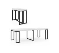 IDMarket Table console extensible Alaska 10 personnes 235 cm plateau effet marbre blanc