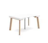 Table console extensible 140x90x72 6cm Pour 6 personnes Pieds en bois Blanc RF3135