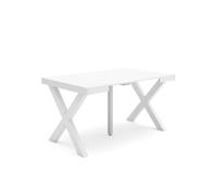 Table console extensible 140x90x73cm pour 6 personnes pieds bois massif blanc RF2725