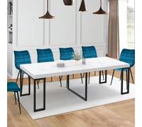 Table console extensible alaska 10 personnes 235 cm effet marbre blanc