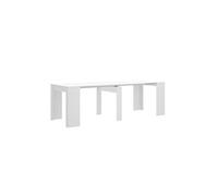 Table console extensible en chene blanc brillant - Longueur 54-239 x Hauteur 77 x Profondeur 90 cm --