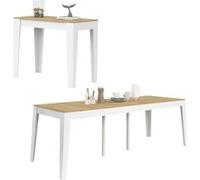 IDMarket - Table Console Extensible Michel 10 Personnes 235 cm Bois façon hêtre et Blanc