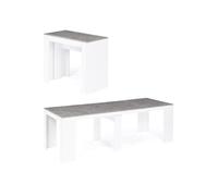 IDMarket Table console extensible Orlando 10 personnes 235 cm bois blanc et effet béton