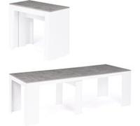 IDMarket - Table Console Extensible Orlando 10 Personnes 235 cm Bois Blanc et Effet béton