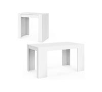 IDMarket Table console extensible Orlando 6 personnes 140 cm bois blanc