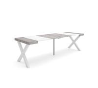 Table console extensible - SKRAUT HOME - RF2818 - Blanc et ciment - 12 personnes