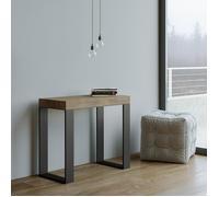 Table console extensible - TECNO - Noix - Bois métal - 90x40-300cm - 8 places