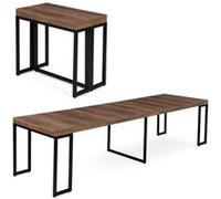 IDMarket - Table Console Extensible Toronto 14 Personnes 300 cm Bois foncé Design Industriel