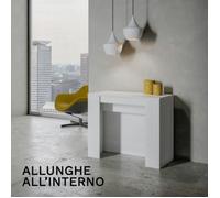 Table console extensible - VENUS - Frêne blanc - 10 places - Rectangulaire - Extensible jusqu'à 296 cm