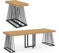 IDMarket - Table Console Extensible Yuna 10 Personnes 235 cm Plateau Bois et Pied Filaire en métal Noir