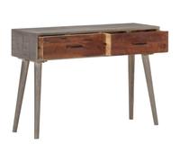 Table Console Gris 110x35x75 cm Bois de Manguier Massif Brut | 2 tiroirs, rangement petits objets, dessus robuste, salon, salle à manger, couloir, sous miroir