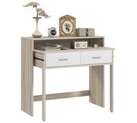 Table console - HOMCOM - plateau coulissant et 2 tiroirs - table de couloir avec rangement - 95l x 35P x 87H cm - aspect chêne