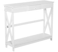 Table console - HOMCOM - table d'entrée avec 1 tiroir 1 étagère meuble rangement - bois - 100x30x81cm - blanc