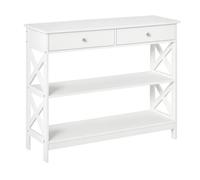 HOMCOM Table de console meuble console table d'entrée style néo-rétro 2 tiroirs 2 étagères dim. 100L x 30.5l x 80H cm en bois Blanc