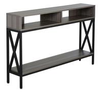 Table console - HOMCOM - table entrée industriel multi-rangements mobilier salon - bois - 120x23,5x75cm - gris