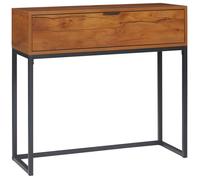 Table console - HOMCOM - tiroir et pieds en acier - pour salon, entrée, couloir - 80 x 30 x 76 cm - marron