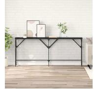 Table console industrielle 180x30x75 cm chêne noir - plateau bois d'ingénierie, cadre acier, pieds réglables